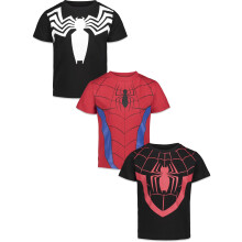 Marvel Spider-Man Spider-Verse Miles Morales Venom Magliette per Bambini 3 Pezzi Nero/Rosso 5T