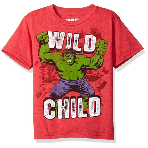 Marvel Marvel T-Shirt per Bambini Hulk, Rosso Melange, 7 Anni