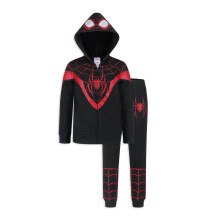 Marvel Spider-Man Miles Morales Jungen Zip-Up Kapuzenpullover und Hose Set - Schwarz