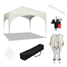 WOLTU Gartenpavillon, 3x3m, klappbar, wasserdicht, höhenverstellbar, beige