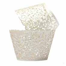 100 PCS Cupcake Wrappers, Cupcake Cases Artistic Bake Cake Paper Cups Lace Filigree Cupcake Liners Laser Cut Cupcake