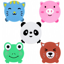 Coasters Set of 5 - Cartoon Novelty Funny Coaster for Drinks - 5 Cute Animals Silicone Coasters Anti-Skid Beverage Holder