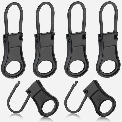 6pcs Replacement Zipper Pull Detachable Zipper Pull Tabs Metal Zipper Pull Extender Zipper Pull Repair Kit