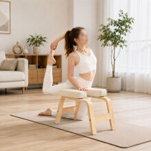 Yoga hoofdsteunbank, massief hout, PU-schuim kussen, 200 kg draagkracht, voor thuis en sportschool