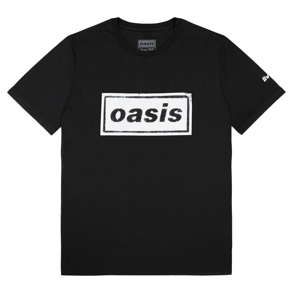 Oasis (S, Black) Unisex Adult Stencil Logo T-Shirt