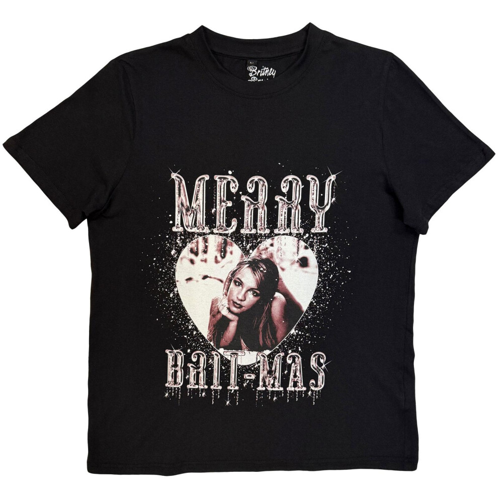 Britney Spears (M, Black) Womens/Ladies Merry Britmas T-Shirt