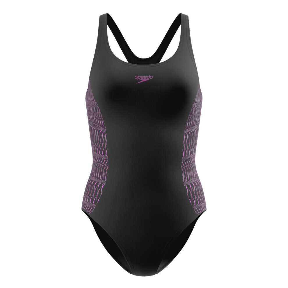 Speedo (20 Uk, Black) Womens/Ladies Placement Muscleback One Piece Swimsuit