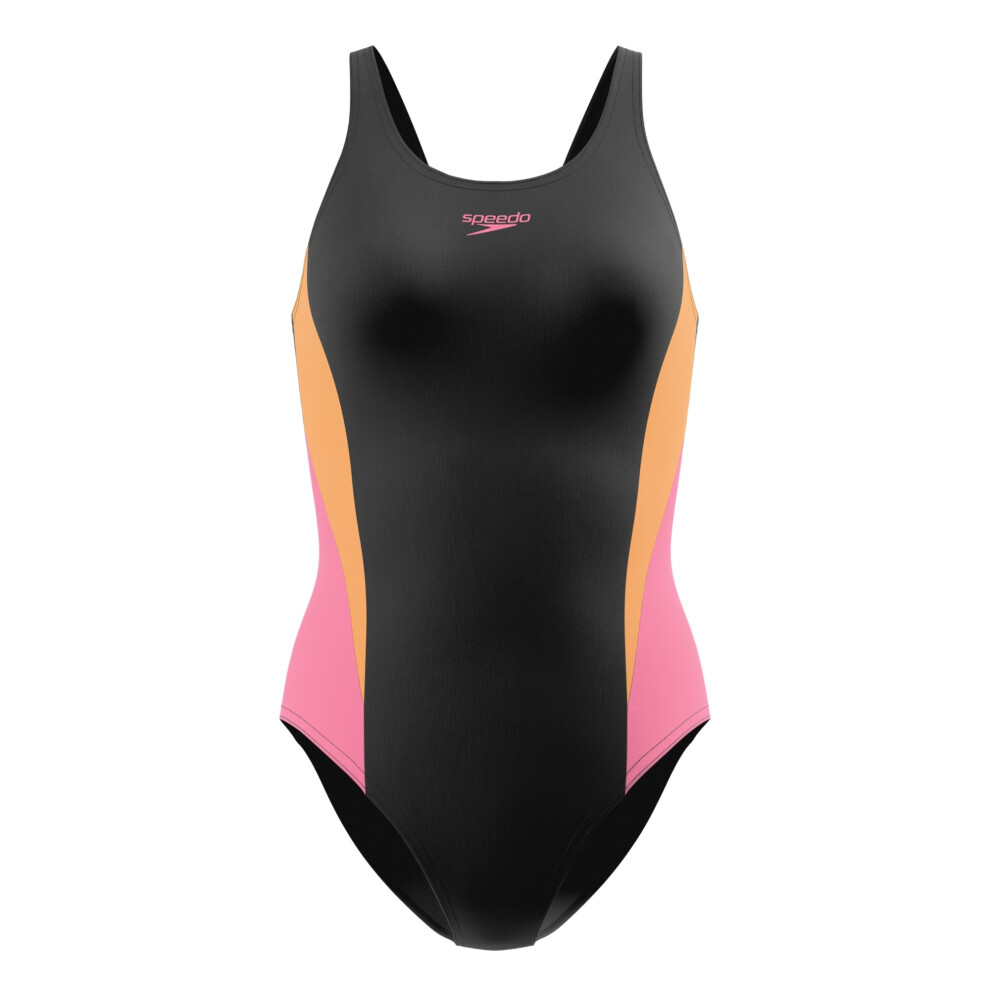 Speedo (8 Uk, Black) Womens/Ladies Splice 2.0 Colour Block One Piece Swimsuit
