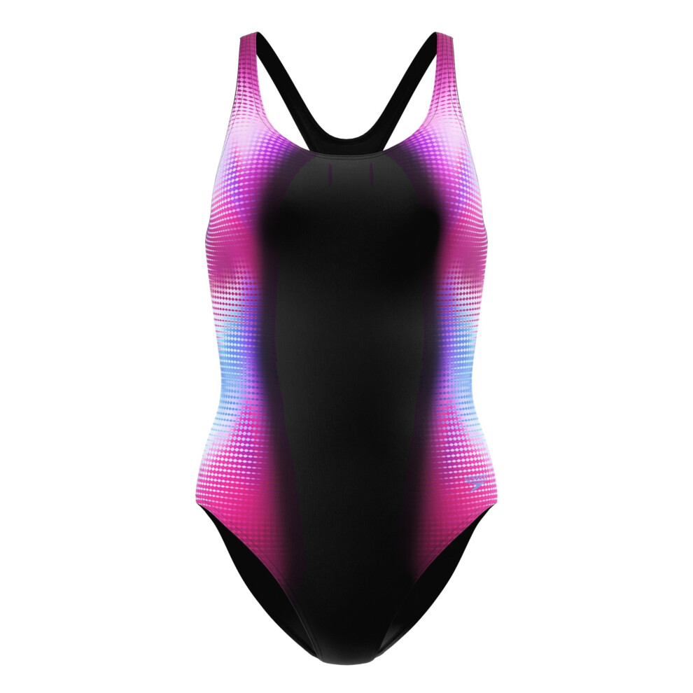Speedo (12 Uk, Black) Womens/Ladies Medalist Printed One Piece Swimsuit
