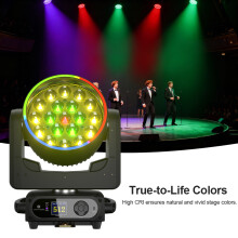 SHEHDS LED Zoom Wash Moving Head, 19x19 25W RGBW, mit Ringstrahl-Effekt für DJ und Disco