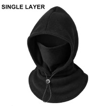 (black - Single Hood) Winter 3-in-1 Fleece Balaclava Hood, Warm Hat with Flannel Face Mask, Cold Weather Head Cover