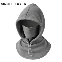 (gray - Single Hood) Winter 3-in-1 Fleece Balaclava Hood, Warm Hat with Flannel Face Mask, Cold Weather Head Cover