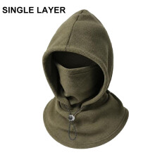 (green - Single Hood) Winter 3-in-1 Fleece Balaclava Hood, Warm Hat with Flannel Face Mask, Cold Weather Head Cover