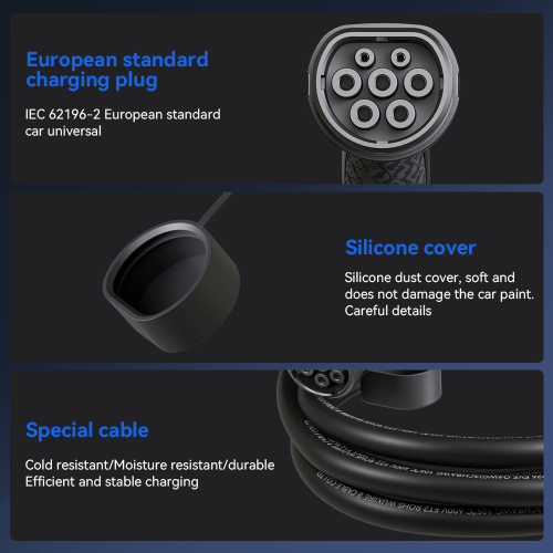 Khons cable de carga EV Type2 a Type2, 22kw, 32A, 5M, TPU, impermeable IP65 2