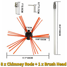 VEVOR kit de limpieza de chimenea con varillas de nylon flexibles y cabezal de cepillo, 8M