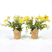 Artificial Narcissus in Kraft Paper Pots, Set of 2, Yellow (20cm)