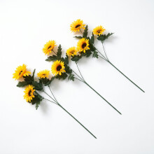 Sunflower Stems Set of 3 Artificial flowers, Yellow (60cm)