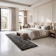 (80x300 cm (2ft 6in x 10ft)- Extra Large Runner Rug/Carpet) Non Slip Rugs Living Room Bed Room Shaggy Grey Rug