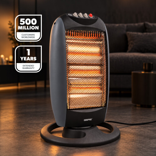 GEEPAS Geepas 1200W Halogen Heater Portable Instant Heating 3 Heat Settings 1