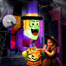 Solpex Halloween Inflatable Decoration, Inflatable Witch decoration with Pumpkin, 135cm/ 4.5 FT, Scary Inflatable Halloween witch for Halloween Party,