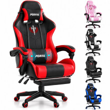 PORIYA Gaming Chair with Adjustable Backrest, Ergonomic Executive Office Chair, Height Adjustable Racing Chair 2-Point Massage Reclining Computer Chai