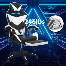 Gaming Chair Ergonomic Drafting Chair Tall Office Chair with Lumbar Support and Adjustable Footrest Headrest Height-Adjustable and Adjustable Reclinin