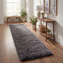 (80 x 300 cm (2 ft 6" x 10 ft), Grey) Extra Large Rug Soft Shaggy Living Room Carpet Mat