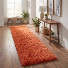 (80 x 300 cm (2 ft 6" x 10 ft), Orange) Extra Large Rug Soft Shaggy Living Room Carpet Mat