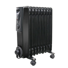 2000W 9 Fin Oil Filled Radiator Portable Electric Heater with Thermostat Black