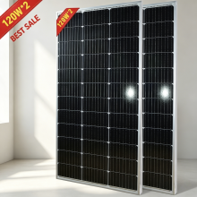 JINGYANG Solarmodule, 2er-Set 120W (240W Gesamt), gehärtetes Glas, 18V, wasserdicht für Außenbereich und Wohnmobil