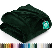 Utopia Bedding Soft Fleece Bed Blanket Queen Size Forest Green (90x90 Inch)