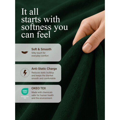 Utopia Bedding Soft Fleece Bed Blanket Throw Size Forest Green (50x60 Inch) 1