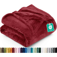 Utopia Bedding Soft Fleece Bed Blanket Queen Size Burgundy (90x90 Inch)
