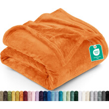 Utopia Bedding Soft Fleece Bed Blanket Queen Size Burnt Orange (90x90 Inch)