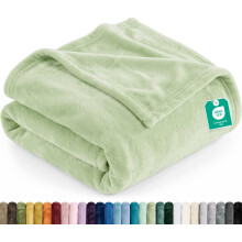 Utopia Bedding Soft Fleece Bed Blanket Queen Size Sage Green (90x90 Inch)