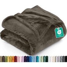 Utopia Bedding Ultra Soft Fleece Bed Blanket Queen Size Brown (90x90 Inch)