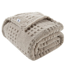 60x80 Inch Waffle Brown Twin Blanket -Fluffy Fleece, Neutral Tan Color, Cute & Aesthetic, Perfect for Sofa, Couch, Chair, Bed, Living Room & Bedroom,