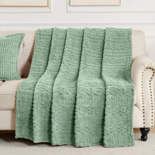Lussena Green Throw Blanket - Soft & Fluffy Fleece, Cute & Aesthetic, Perfect for Sofa, Couch, Chair, Bed, Living Room & Bedroom, All-Season Use, Plus