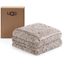 UGG Adalee Queen Blanket, Faux Fur Blanket for Bed, 90" x 90", Brown Oyster