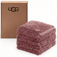 UGG Adalee King Blanket, Faux Fur Bed Blanket, 110" x 90", Red Gooseberry