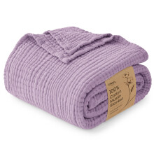 Love's cabin 100% Cotton Muslin Blanket Throw for Couch, Lavender