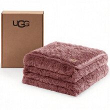 UGG Adalee Queen Blanket, Faux Fur Bed Blanket, 90" x 90", Red Gooseberry