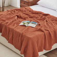 Love's cabin 100% Cotton Muslin Blanket King Size for Bed, Orange