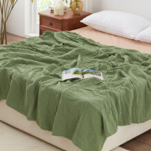Love's cabin 100% Cotton Muslin Blanket Queen Size for Bed, Sage Green