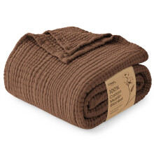 Love's cabin 100% Cotton Muslin Blanket California King, Brown