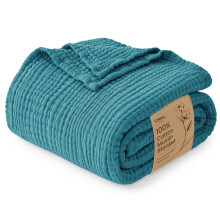 Love's cabin 100% Cotton Muslin Blanket California King, Teal