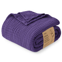 Love's cabin 100% Cotton Muslin Blanket Twin XL Size for Bed, Purple