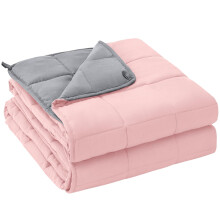yescool Weighted Blanket for Adults 15lbsTwin Size, 48" x 72", Pink Grey