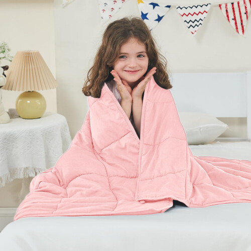 yescool Weighted Throw Blanket 7lbs, 41" x 60", Pink Grey