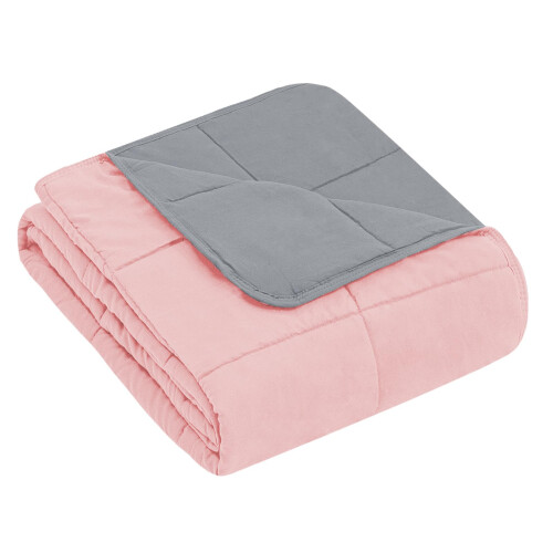 yescool Weighted Throw Blanket 7lbs, 41" x 60", Pink Grey 1
